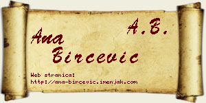 Ana Birčević vizit kartica